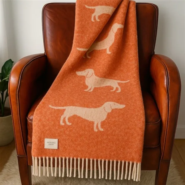 Belpo Teckel Plaid - Teckel Deken – 100% Wol – 130×170 cm – Harvest Orange