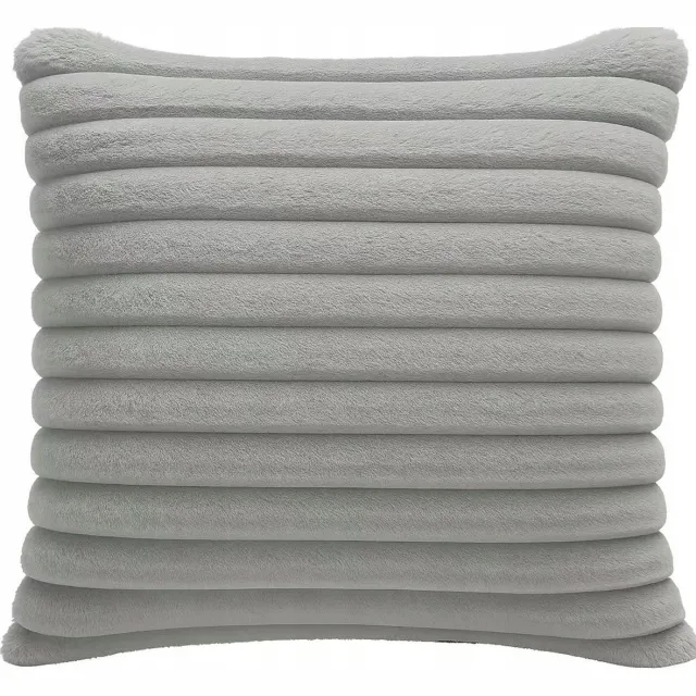 Fitizzio Luxe Pluche Kussenhoes 40x40cm - Streept & Zacht - Lichtgrijs