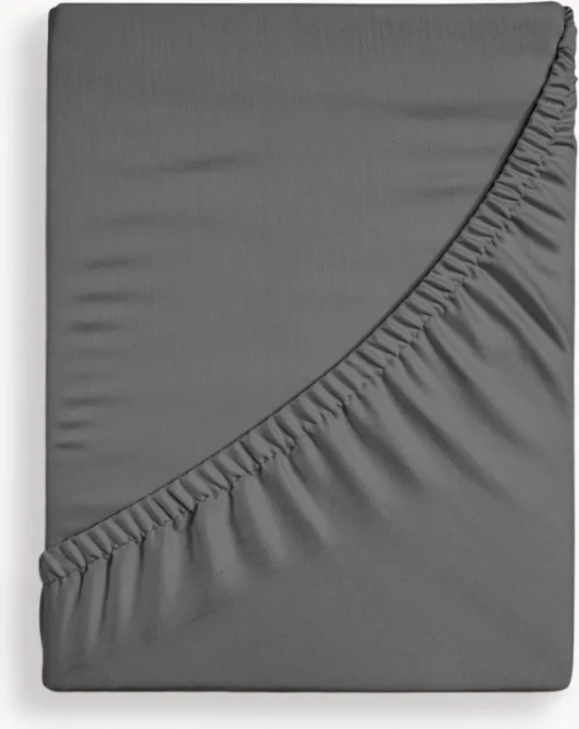 Y-not® Y-NOT - Crispy Cotton Hoeslaken Matras - 90x200 - tot 25 cm matrasdikte - 100% Katoen - 180 draaddichtheid - Charcoal Donkergrijs Antraciet