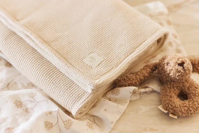 Jollein wiegdeken Basic Knit Oatmeal/Velvet beige