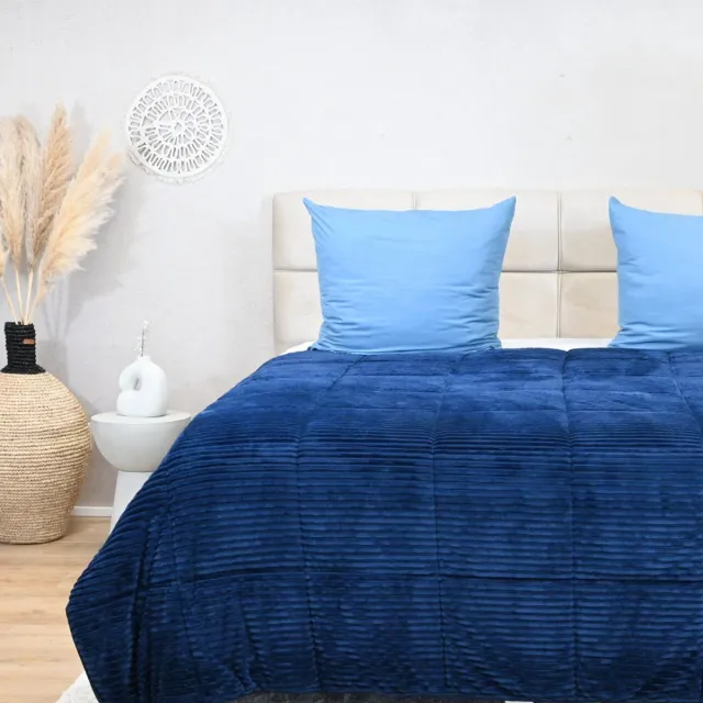 Happybed All year dekbed enkel 140x200 - Eenpersoonsdekbed - Teddy/velvet - Wasbaar dekbed zonder overtrek - Bedrukt dekbed zonder hoes - Hoesloos Dekbed met Print - Pageant Blue