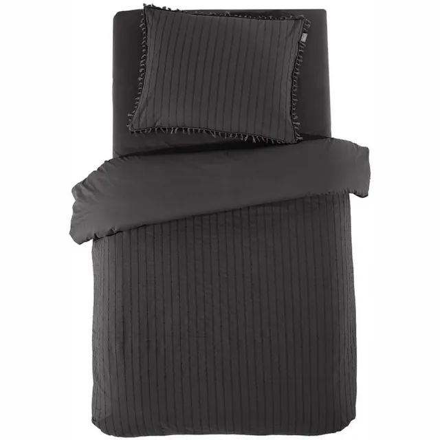 LINNICK Dekbedovertrek Katoen Renforcé Estina - Anthracite - Dekbedovertrek 140x200/220cm - 100% Katoen - Eenpersoons - Dekbedovertrekken - Effen Dekbedovertrek Estina antraciet