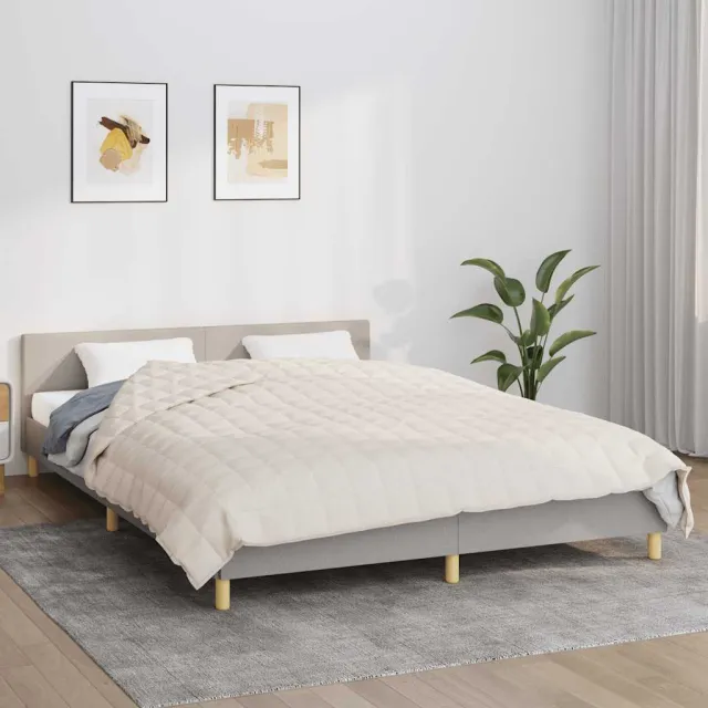vidaXL Verzwaringsdeken 220x235 cm 11 kg stof lichtcrèmekleurig crème, foto 2