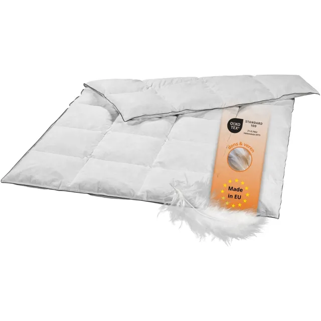 Sleepling donzen dekbed - zomerdekbed 135x200 cm - dekbed met 20% dons / 80% veren - als licht dekbed, verendekbed of zomerdeken - Downpass gecertificeerd - Made in EU - 135 x 200 cm - wit