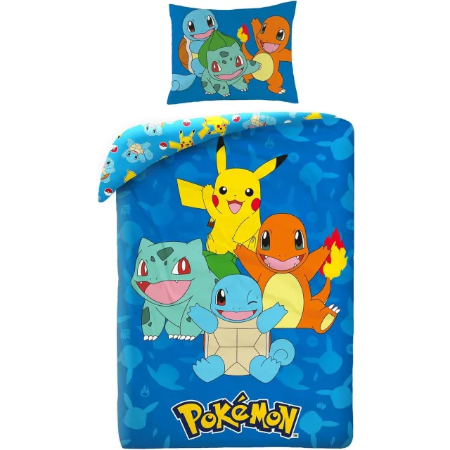Pokémon Dekbedovertrek 140x200cm + Kussensloop 65x65cm Blauw