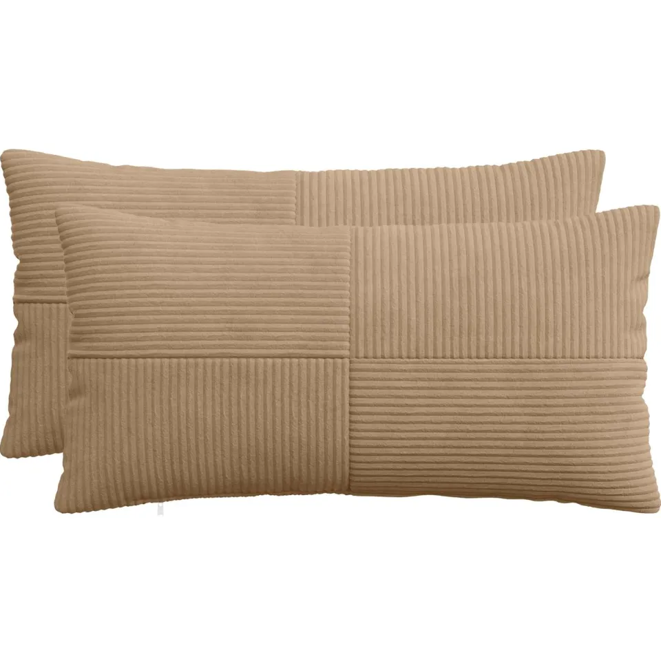 vidaXL Kussensloop 2 st ALMELO Bruin 40 x 70 cm corduroy, foto 3