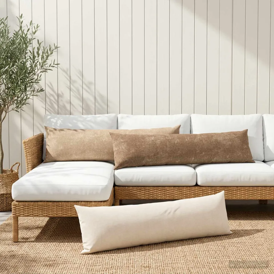 vidaXL Kussensloop 2 st HEERLEN Taupe 40 x 145 cm Chenille Stof
