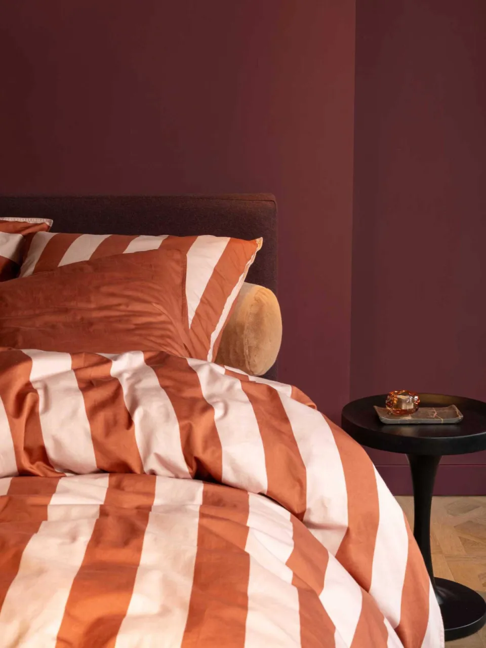 Essenza Minte Stripe katoen satijnen dekbedovertrek terracotta, foto 4
