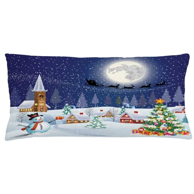 ABAKUHAUS Kussenhoes – Winterlandschap – 40x90 cm – Wit/Blauw – Rits