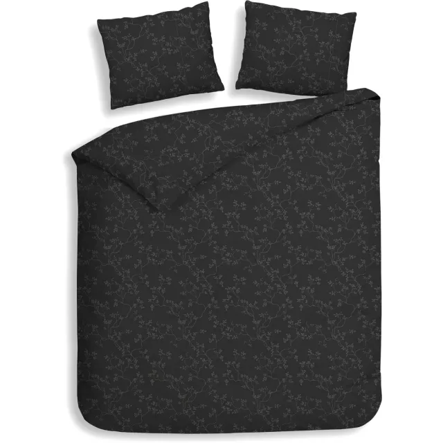 Heckettlane Dekbedovertrek Alloro - Effen Bedlinnen - 200x200-220 cm - Tweepersoons - Antraciet - Dekbedovertrek van 100% Katoen-Flanel