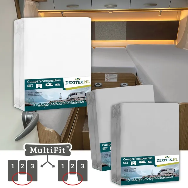 dexitex 1 x molton 2 x hoeslaken LICHT GRIJS/ 3 delige set-Geschikt voor Camper lengtebedden of enkele bedden 1 x molton 2 x hoeslaken LICHTGRIJS
