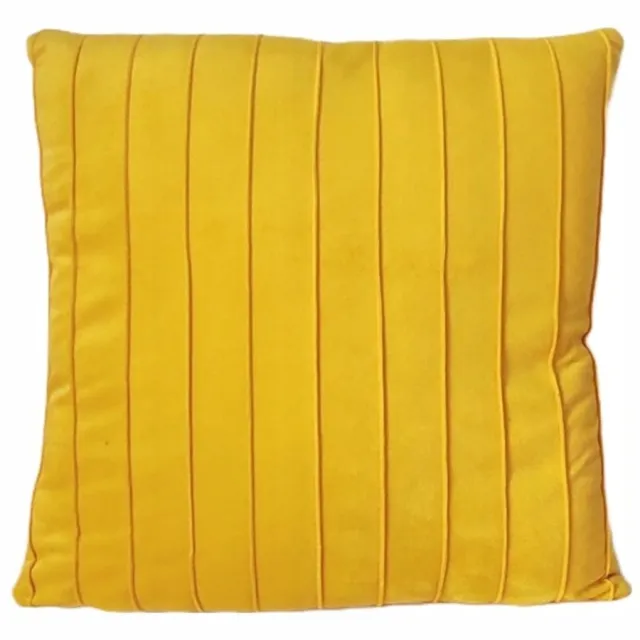 Granda Decoratieve Kussensloop 45x45 cm - Zacht Velours met Lijnenpatroon Geel