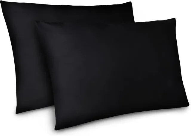 Azalia Set van 2 Kussenslopen 40x70 cm Zwart - Zachte Microvezel met Ritssluiting