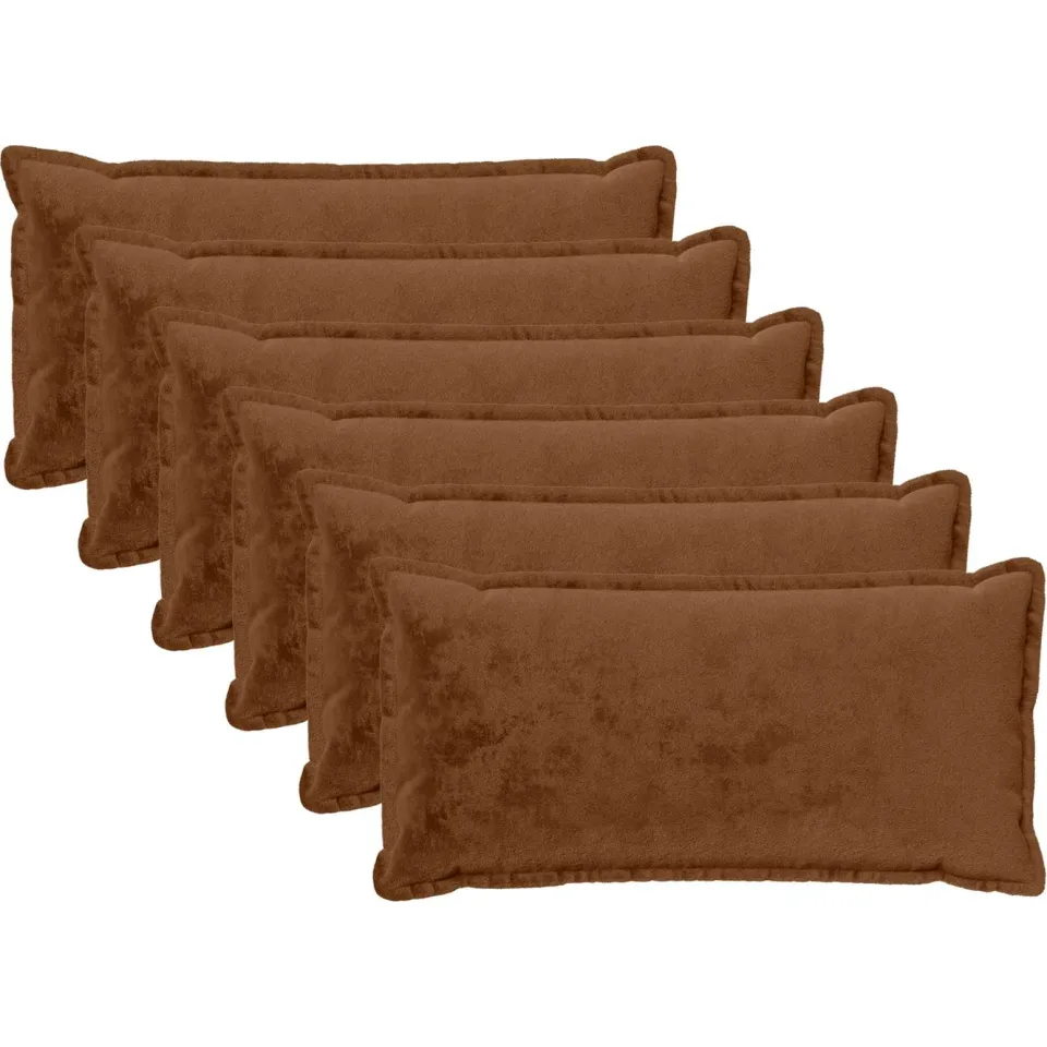 vidaXL Kussensloop 6 st HOUTEN Licht Bruin 40 x 80 cm Flanel, foto 3