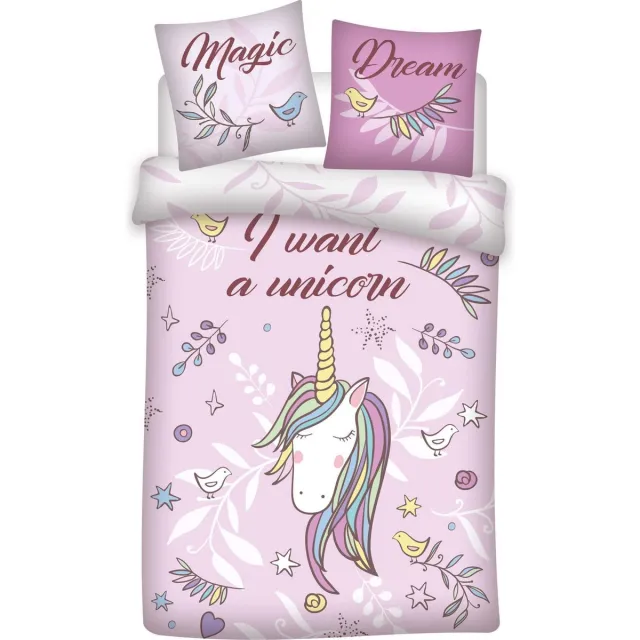 Unicorn Dekbedovertrek Magic Dream - Eenpersoons - 140 x 200 cm - Roze