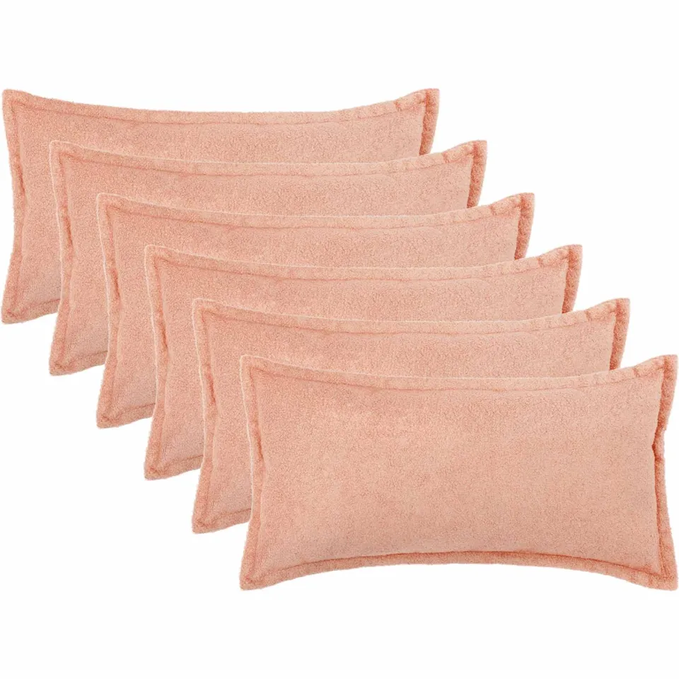 vidaXL Kussensloop 6 st HOUTEN Roze 40 x 80 cm Bouclé, foto 3