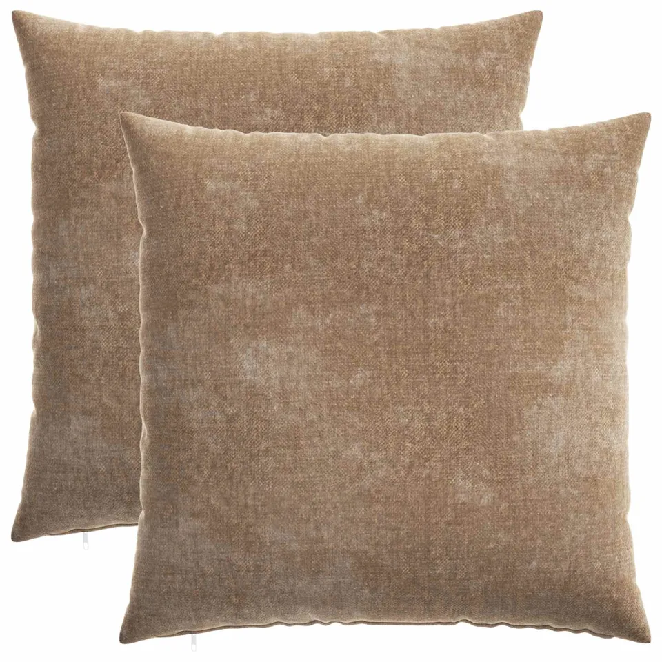 vidaXL Kussensloop 2 st HEERLEN Bruin 65 x 65 cm Chenille Stof