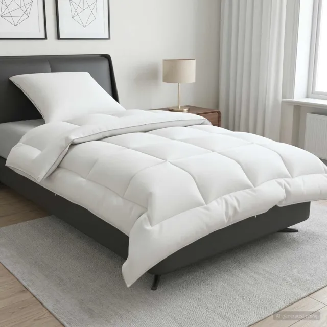 vidaXL Dekbed en Kussen Set 2 st 135x200 cm 4 seizoenen 300 GSM Wol Wit