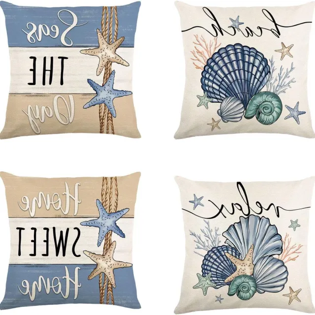 Cosensi Kussenslopen set van 4 stuks voor bank thuis kantoor slaapkamer tuin - 45x45 cm met onzichtbare rits Any