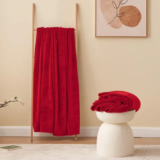 Ibenzoa Premium Zachte Fleece Dekens - Rood, 130 x 150 cm - Voor Ultieme Comfort