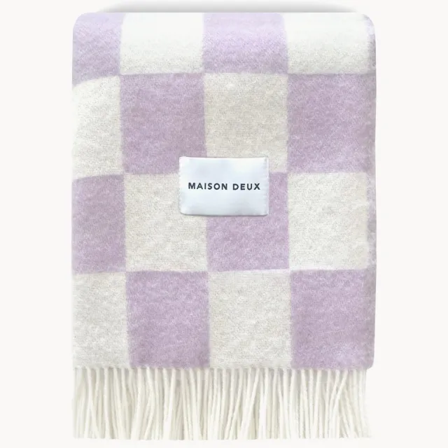 Maison Deux Wollen plaid Checkerboard met ruitjespatroon Paars