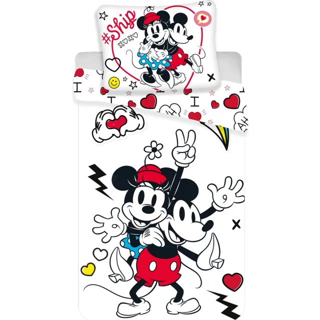 Disney Minnie Mouse Retro Heart Dekbedovertrek - Eenpersoons - 140 x 200 / 70 x 90 cm - Polyester Multi