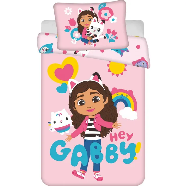 Gabby's Poppenhuis Gabby's Dollhouse dekbedovertrek Hey Gabby - Katoen Roze