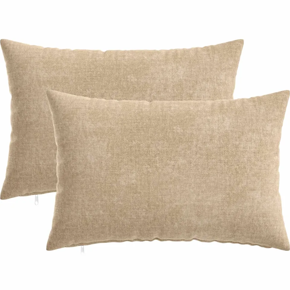 vidaXL Kussensloop 2 st HEERLEN Taupe 50 x 75 cm Chenille Stof, foto 3