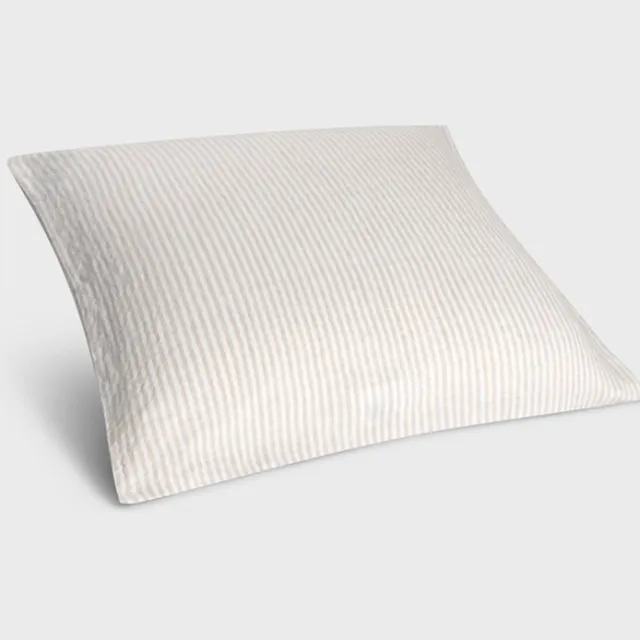 Yumeko kussensloop gewassen linnen natuurlijk gestreept 65x65 - Biologisch & ecologisch - 1 stuk Natural-White Stripe