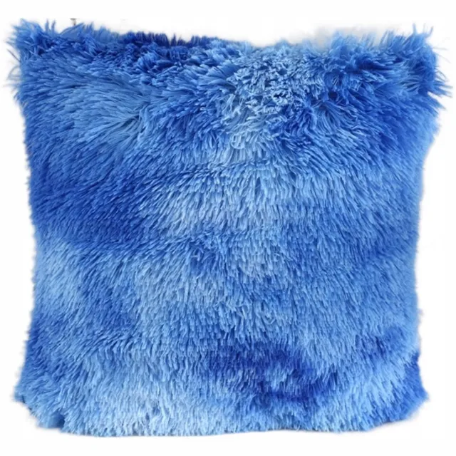 Granda Gedekte Blauwe Shaggy Kussenhoes 45x45 cm - Zacht Pluche Gedekt blauw