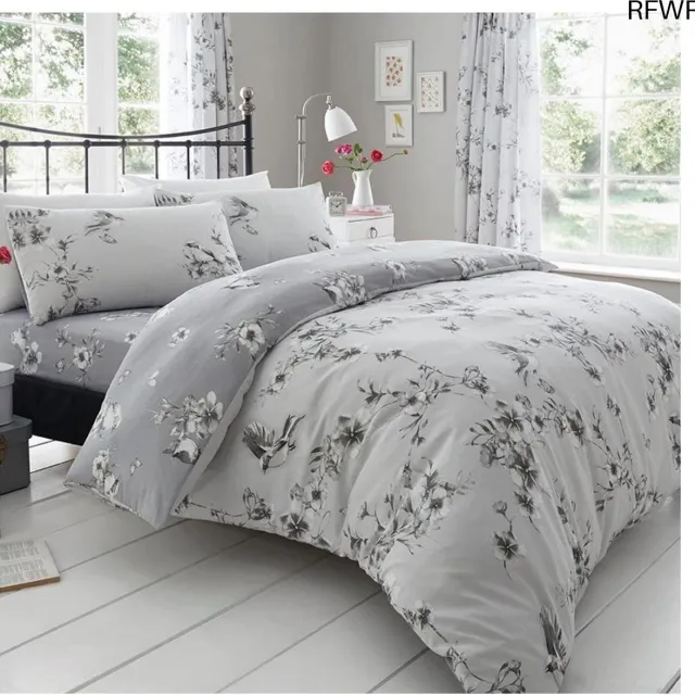 RFWR Luxe BIRDIE BLOSSOM Bed Set - Dekbedovertrek en Kussensloop in Grijs