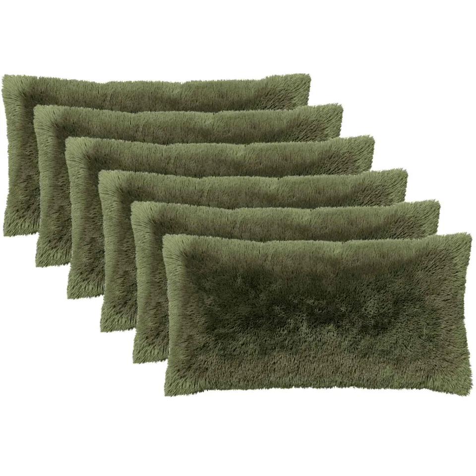 vidaXL Kussensloop 6 st HEERLEN Groen 40 x 70 cm PV Fleece, foto 3