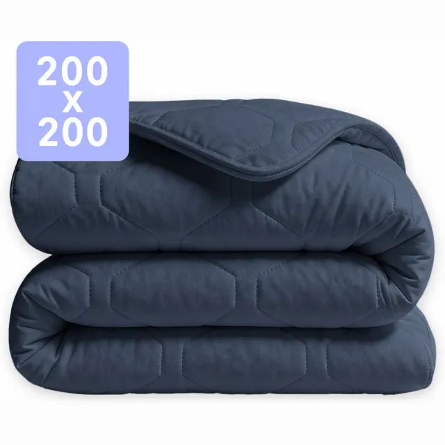 Happybed Dekbed zonder overtrek 200x200 + instopstrook - Wasbaar Dekbed - Bedrukt dekbed zonder hoes - Hoesloos Dekbed - Tweepersoonsdekbed - Dark Blue