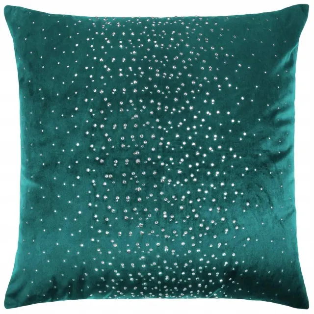 Spod Igły i Nitki Turquoise Velours Sierkussen 45x45cm met Kristallen