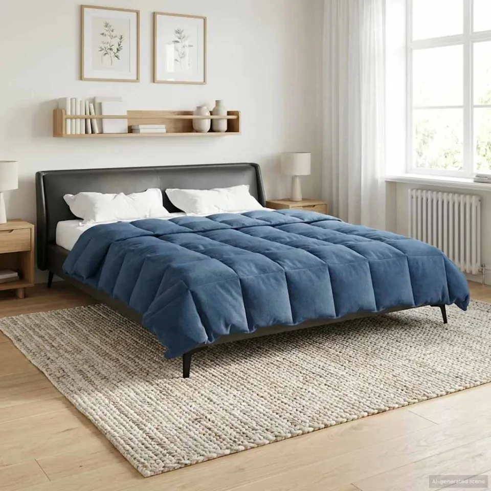 vidaXL Vol jaar dekbed 200 x 220 cm Microfiber (100% polyester) blauw, foto 4