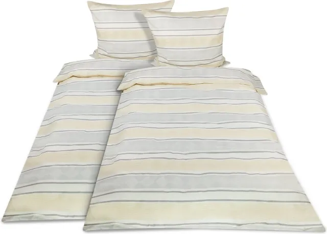 Beautissu Viola - Dekbedovertrek Flanel Tweepersoons - 2x Dekbed 155x220 cm & 2x Kussensloop 80x80 cm Flanellen Dekbedhoes Creme