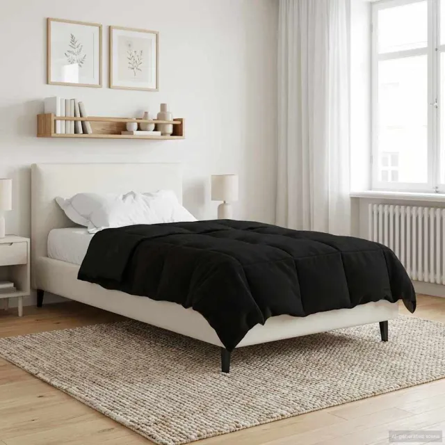 vidaXL Vol jaar dekbed 140 x 220 cm Microfiber (100% polyester) Zwart