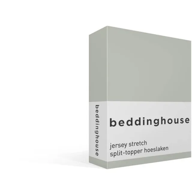 Beddinghouse katoen - Splittopper Hoeslaken - 180 x 200/220 cm Pocket depth: 25 cm Split: 85 cm - Grijs Groen