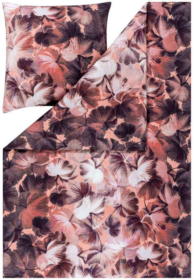 Estella Pia - Dekbedovertrekset - Mako Interlock-jersey - 160 x 200 cm - Rood bloemenpatroon