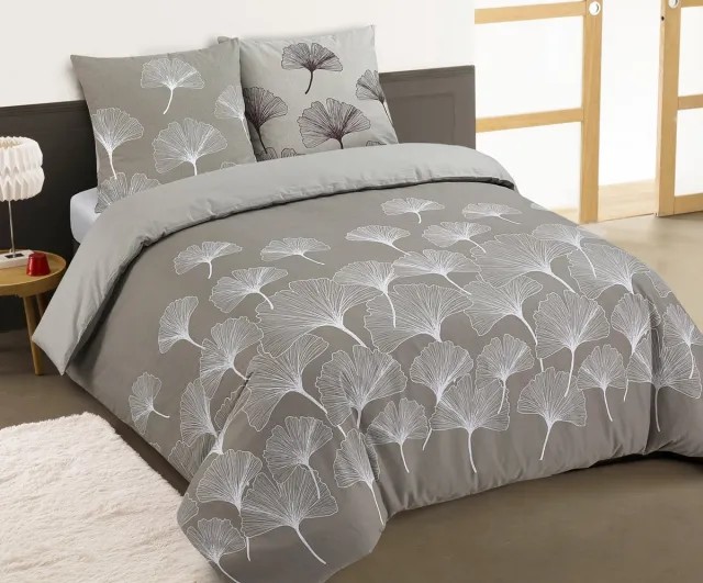 VISION home VISION Ginko Flanel - Tweezijdig omkeerbaar Dekbedovertrekset - 100% katoen flanel: warm en zacht - Kingsize - Dekbedovertrek met 2 bijhorende slopen - Beige - Oekotex gecertificeerd