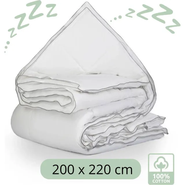Droomtextiel 4 Seizoenen Dekbed - 100% Katoen - Hotelkwaliteit - Tweepersoons 200x220 cm - Comfort & Ademend - Antiallergisch - Hoogwaardige Kwaliteit - Heerlijk Zacht Wit