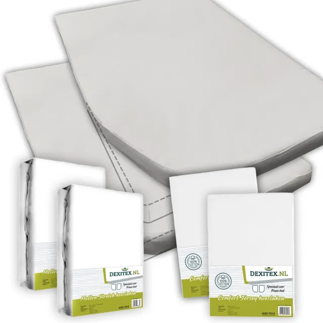 dexitex Textielpakket Frans bed - 2 moltons met 2 hoeslakens, LINKS 2 x Wit
