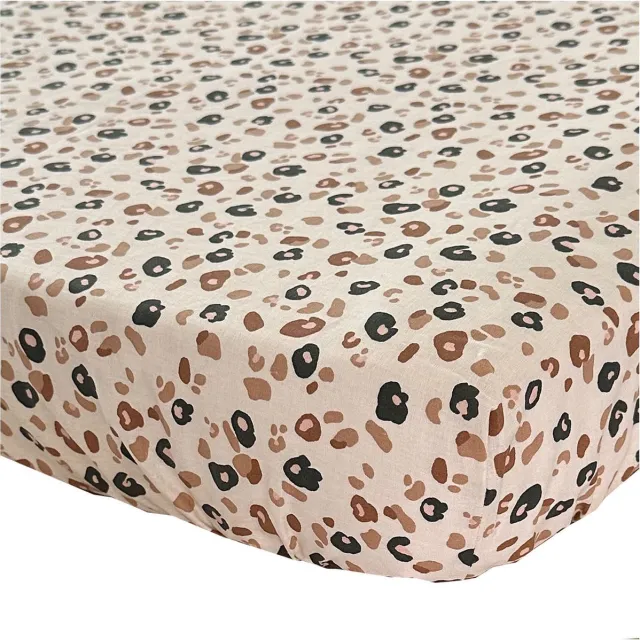 BINK Bedding Hoeslaken Leopard 90 x 200 cm bruin, wit