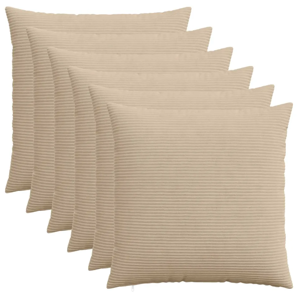 vidaXL Kussensloop 6 st HEERLEN Taupe 70 x 70 cm corduroy, foto 3