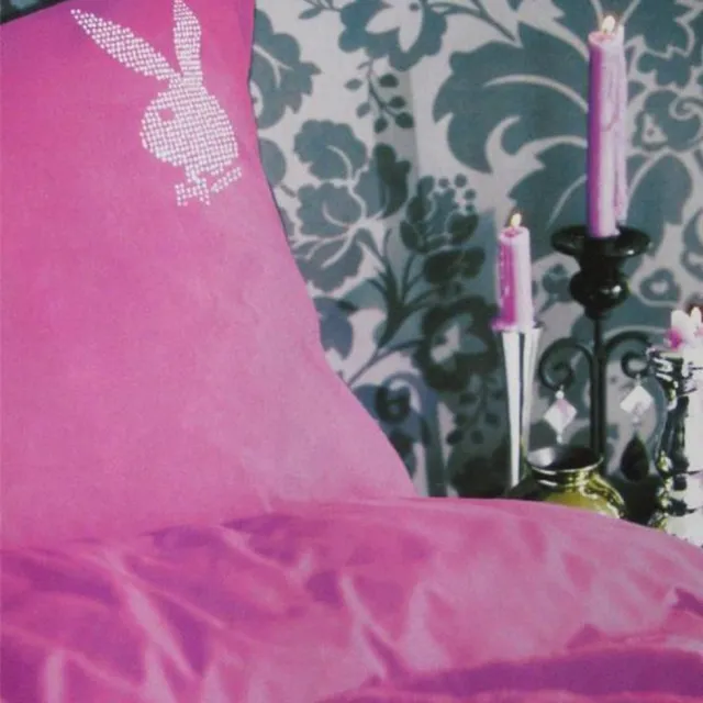 Playboy Strass Silver Dekbedovertrek - Eenpersoons - 140x200/220 cm - Soft Pink Roze