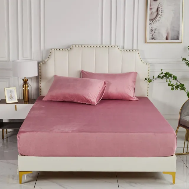 Ibenzoa Fluweelzacht en warm hoeslaken voor matrassen van 180 x 200 x 30 cm Flannel Pink