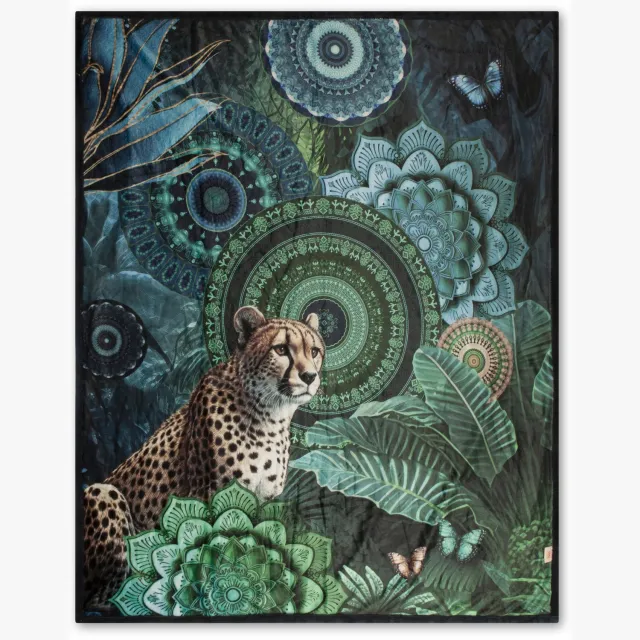 Hip plaid mandalas & luipaard - 130x160 cm - Multi - 100% Polyester velours