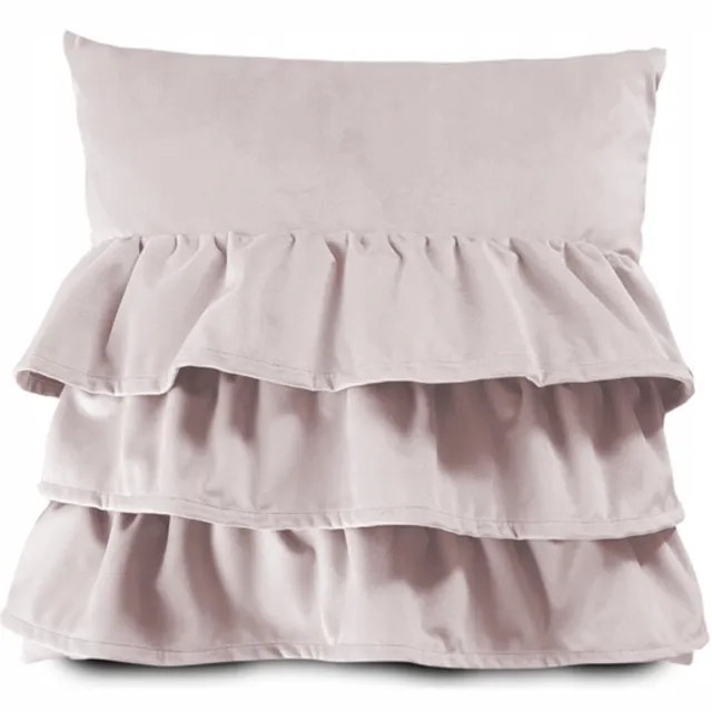 Decordruk Kussenhoes met ruches VELVET VE2253 | Lichtroze