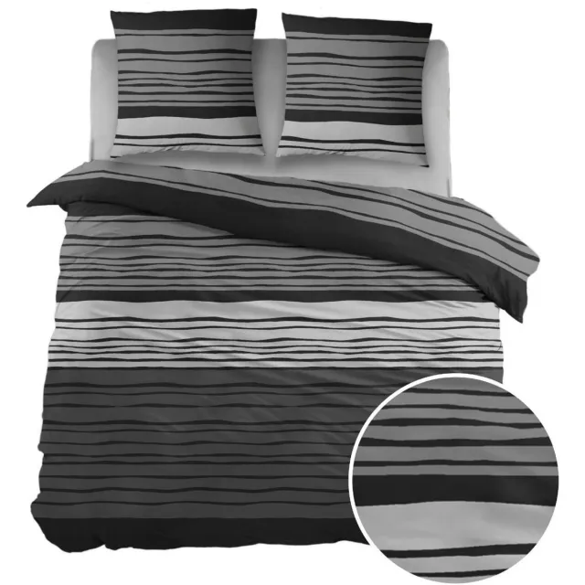 Sleepnight Dekbedovertrek - Black Strepen Katoen - B 140 x L 220 cm - 001832-B 140 x L 220 cm