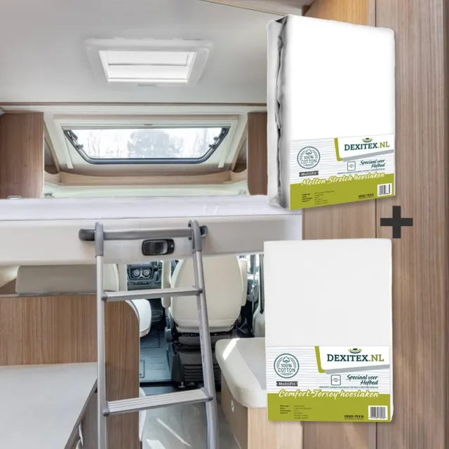 dexitex hefbed 1 x Molton & 1 x Hoeslaken Wit / Geschikt voor Camper 1 x Molton/1 x Hoeslaken Wit